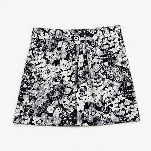 Gap Black White Floral Mini Skirt 6 Tailored Cotton‎ Preppy Coquette